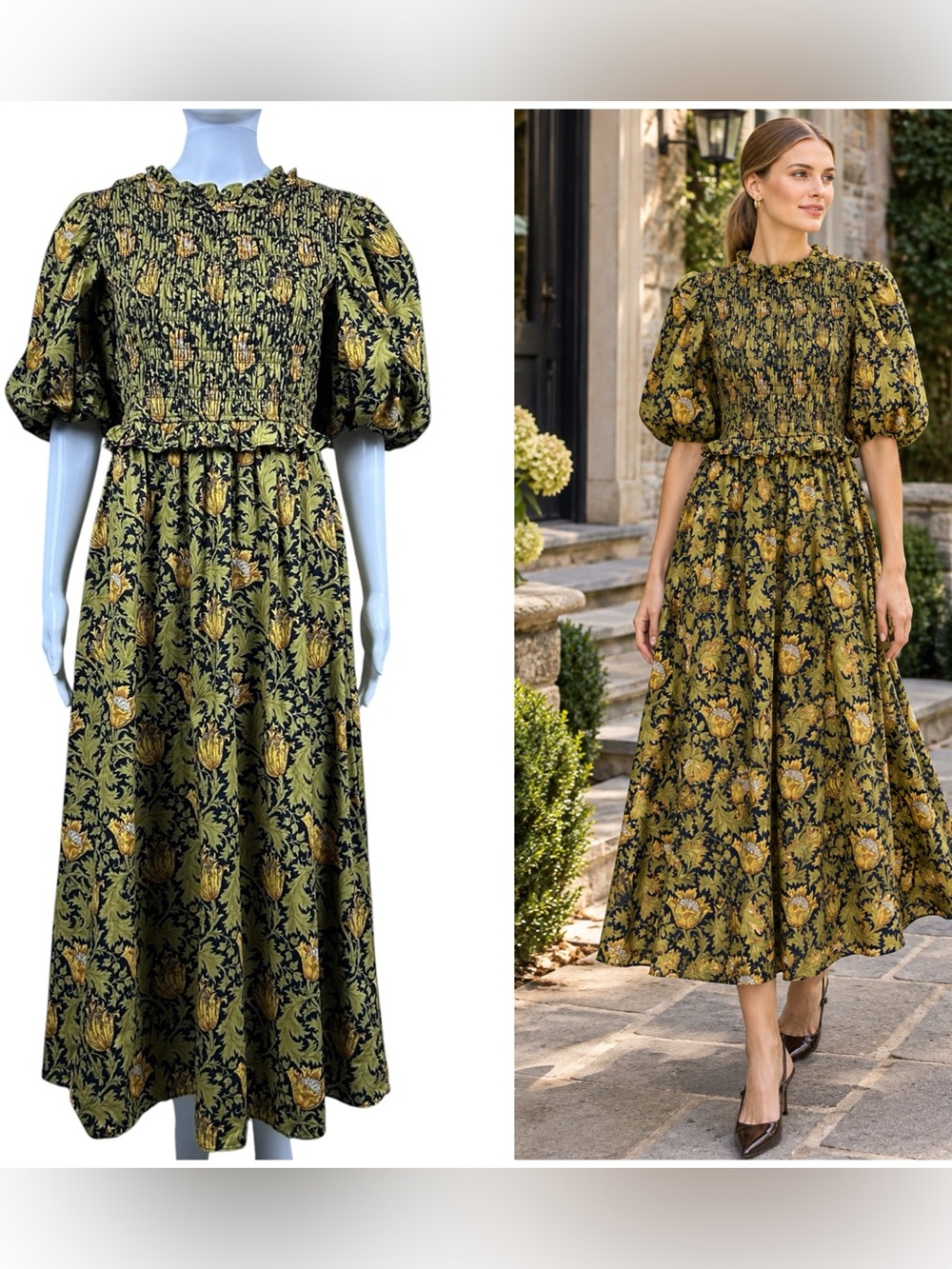Tuckernuck Hyacinth House Smythe Floral Smocked Midi Dress S Cottagecore Wedding